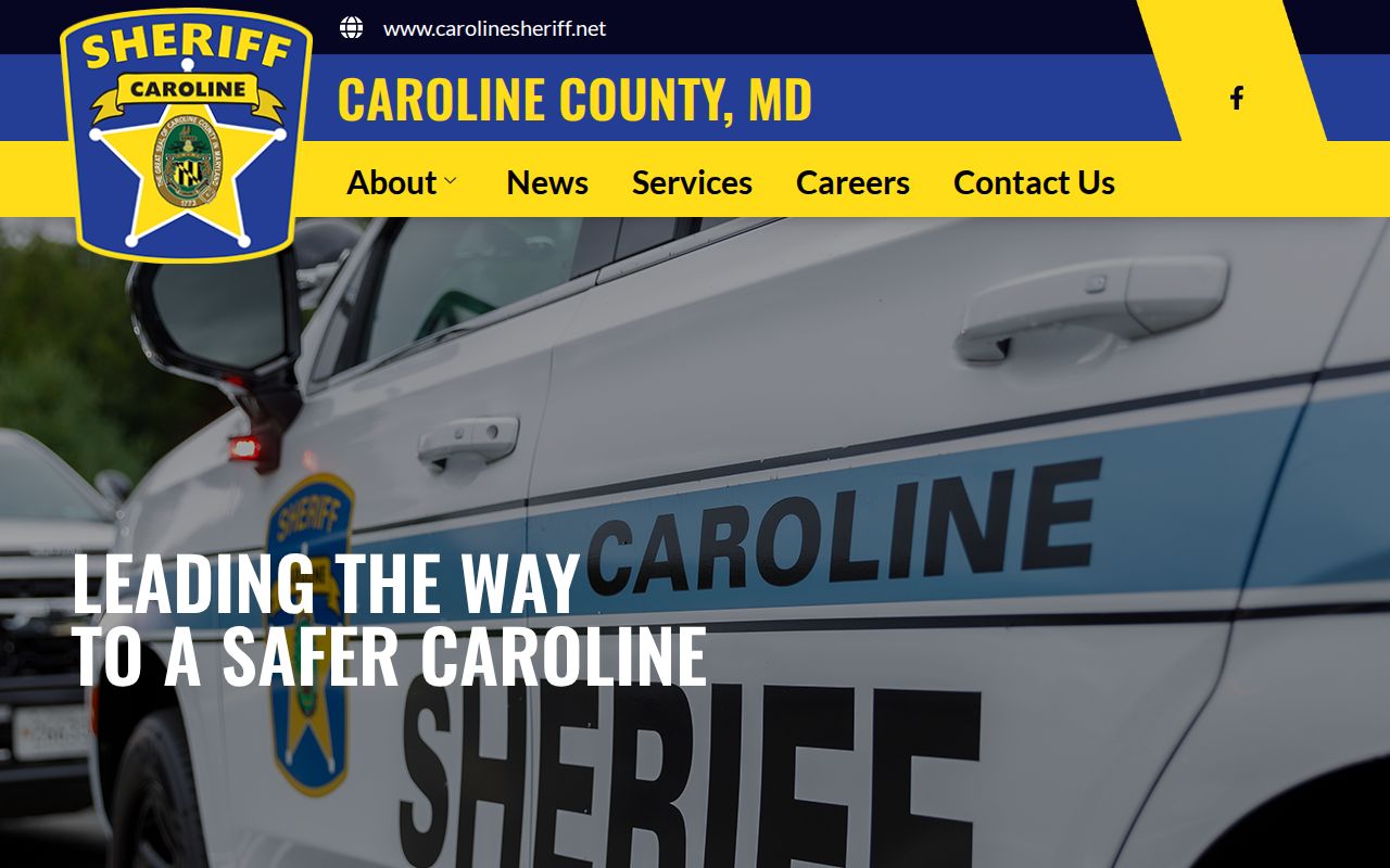 Caroline County Sheriff homepage and Most Wanted heading