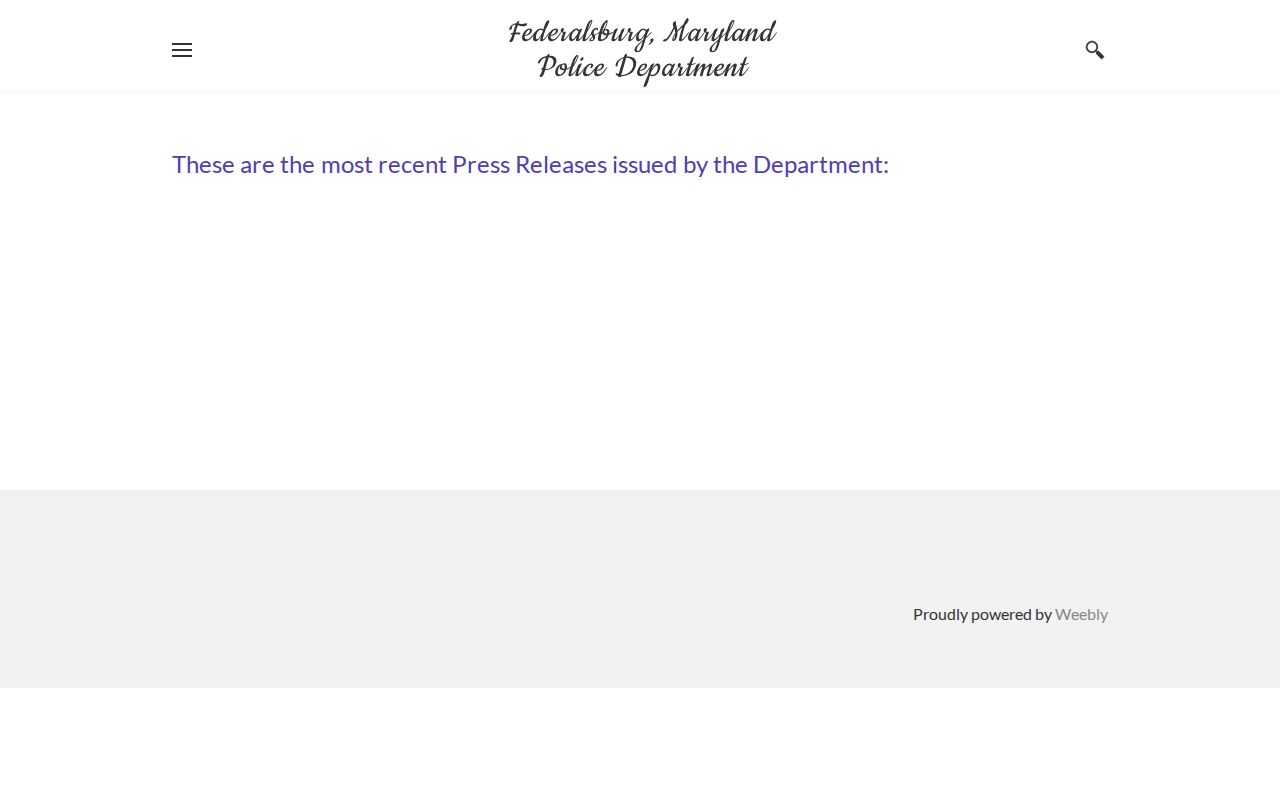 Federalsburg Police Department press releases page